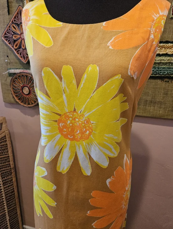 Vintage Handmade Hawaiian Floral Print MCM Wiggle Maxi Dress - Picture 12 of 15